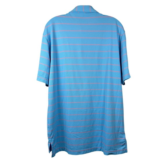 PETER MILLAR SUMMER COMFORT Golf Polo, Blue with Hot Pink Stripes, Size Medium - Picture 3 of 7